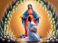 Pregnant mother under the protective grace of Mother Mary